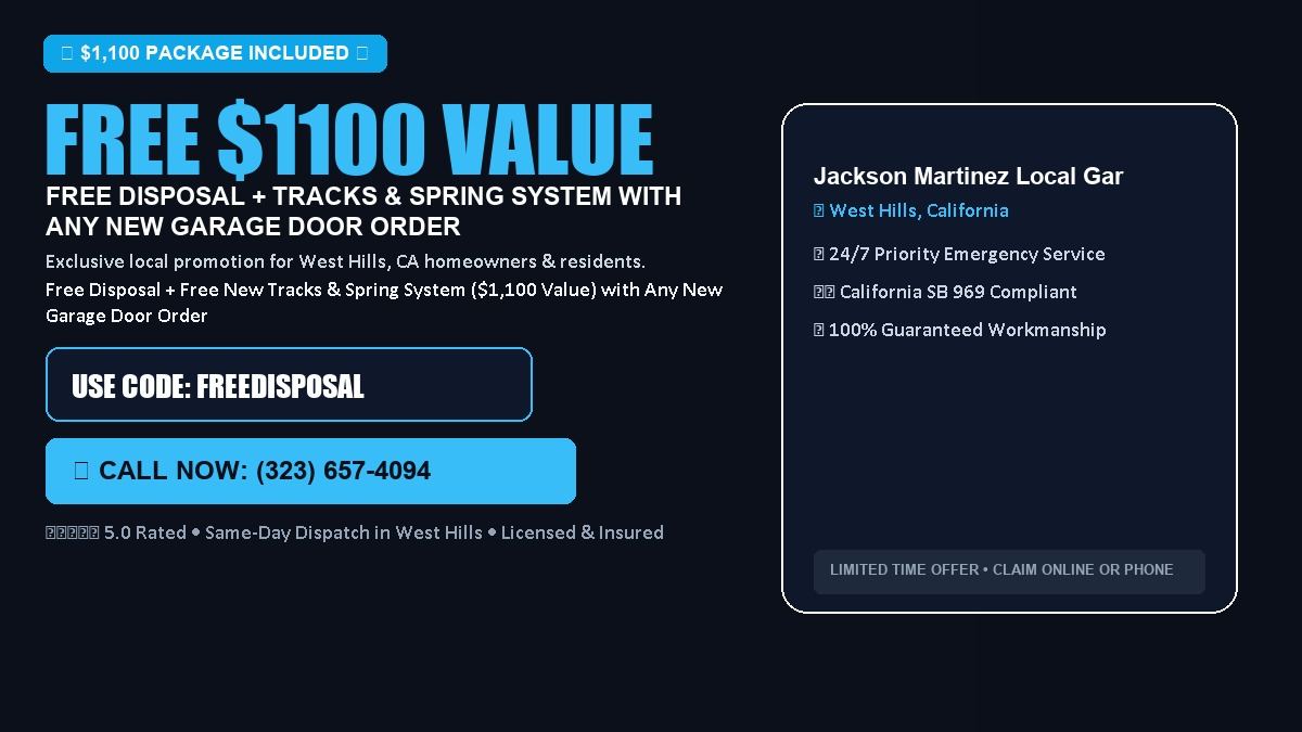 Jackson Martinez Local Garage Door FREE Haul-Away & Heavy-Duty Tracks with New Door in West Hills, CA